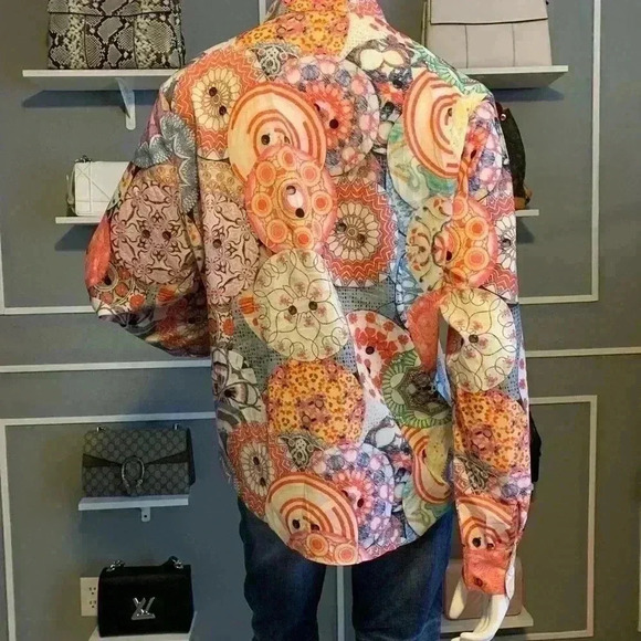 Unbranded Colorful Boho Lightweight Orange  Floral Long Sleeve Gypsy Blouse. - Picture 5 of 10